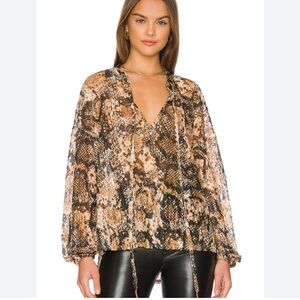 Free People Out For The Night Snake Combo Top SZ M/L Long Sleeve Oversized Boho